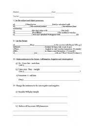 English worksheet: Subject , object pronouns and simple future Will