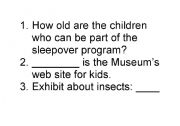 English worksheet: Museum Activity - Reading part 2