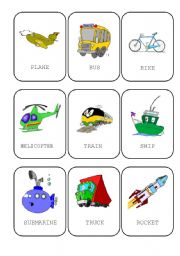 English Worksheet: Transportation cards