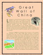 English Worksheet: Wonder of the World Story series 3 ( Great Wall of China)