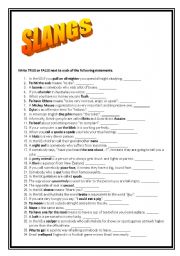 English Worksheet: SLANG WORDS