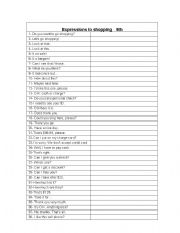 English Worksheet: SHOPPING EXPRESSIONS