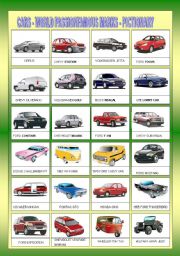 English Worksheet: CARS PICTIONARY