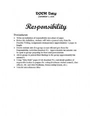 English worksheet: Responsibility