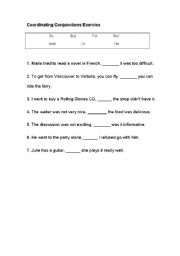 English worksheet: Cunjuntions exercise