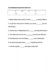 English Worksheet: Cunjuntions exercise