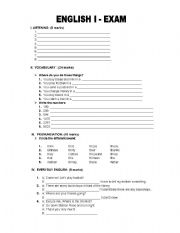 English worksheet: english test