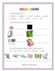 English worksheet: ENGLISH EXERCISES