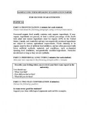 English Worksheet: SAMPLE SPEAKING EXAMINATION PAPER