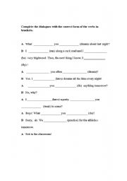 English worksheet: Complete the dialogues