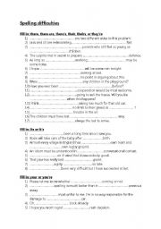 English Worksheet: spelling difficulties