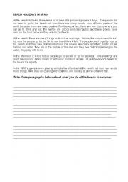 English worksheet: At The Beach worksheet