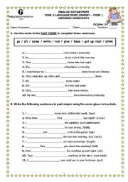 English Worksheet: past tense