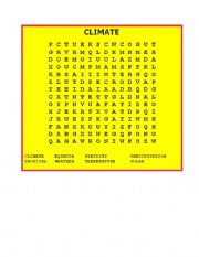 English Worksheet: Climate word search