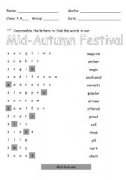 English Worksheet: Anagram (Mid-Autumn)