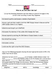 English Worksheet: What do you know about Seb Coe?