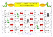 English Worksheet: Snakes and Ladders board game
