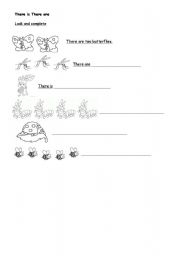 English worksheet: there is there are with bugs