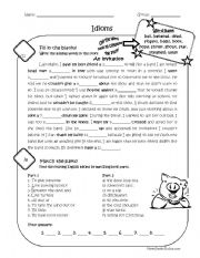 Idioms worksheet