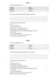 English worksheet: Review Dialog + Giving informations about you