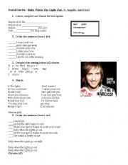 English Worksheet: Baby when the lights. David Guetta