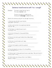 English Worksheet: Sentence Transformations Using 