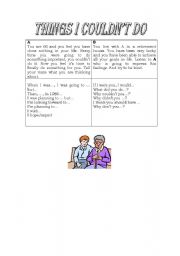 English worksheet: Roleplay: Things I couldnt do