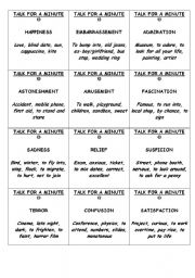 English Worksheet: Talk for a Minute FEELINGS