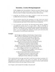 English worksheet: The Odyssey - Create Your Own Invocation