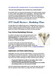 2011 Small  Business Marketing Plans