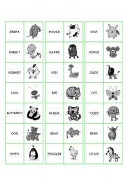 English Worksheet: animal domino game