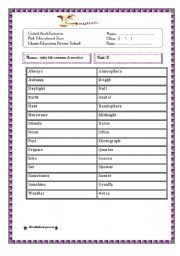 English Worksheet: VOCBULARY