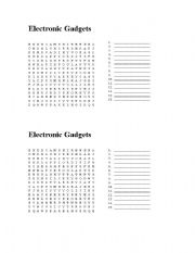 English Worksheet: ELECTRONIC GADGETS PUZZLE