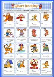 English Worksheet: Present continuous with Garfield