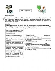 English Worksheet: Education Phrasal Verbs