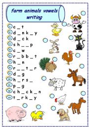 farm animals vowels writing