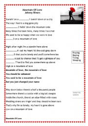 English worksheet: Mountain of Love by Jonhy Rivers