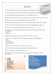 English Worksheet: Quiz about the Media vocabulary