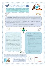 English Worksheet: World Peace Day - 21st September