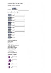 English worksheet: Numbers