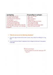 English Worksheet: APOLOGISING