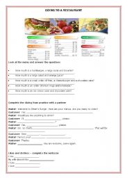 English Worksheet: Menu