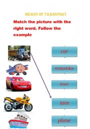English Worksheet: Means of transport