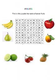 English Worksheet: fruits