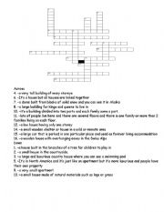 English Worksheet: different kinds of houses (crossword)