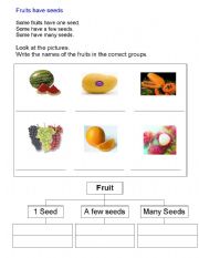 English worksheet: Fruits have seeds
