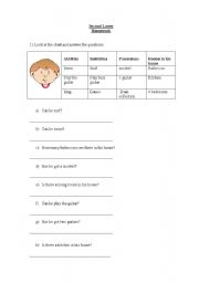 English Worksheet: Abilities, Inabilities, Possessions, Rooms in a house