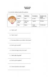 English worksheet: Abilities, Inabilities, Possessions, Rooms in a house