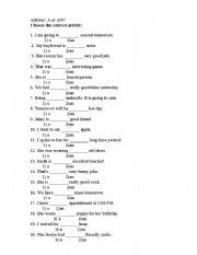 English Worksheet: Choose the correct article:  A or An