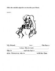 English worksheet: Adjectives - Describing your friends job